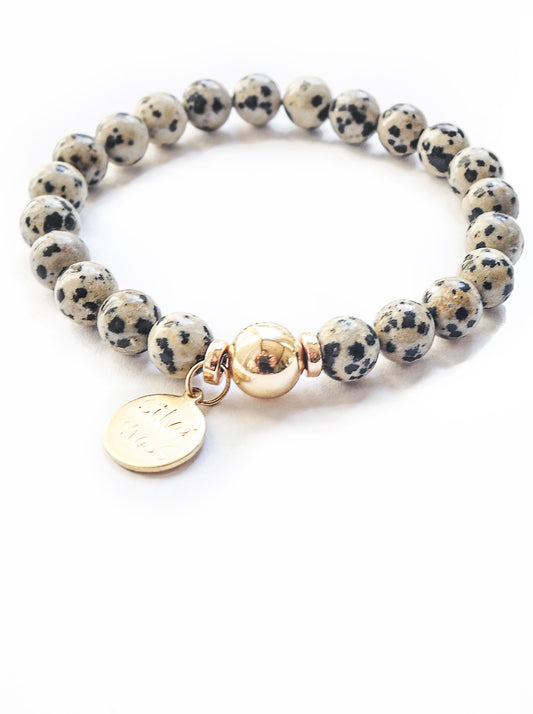 Dalmatian Jasper-Moon Bracelet•Aria Collection