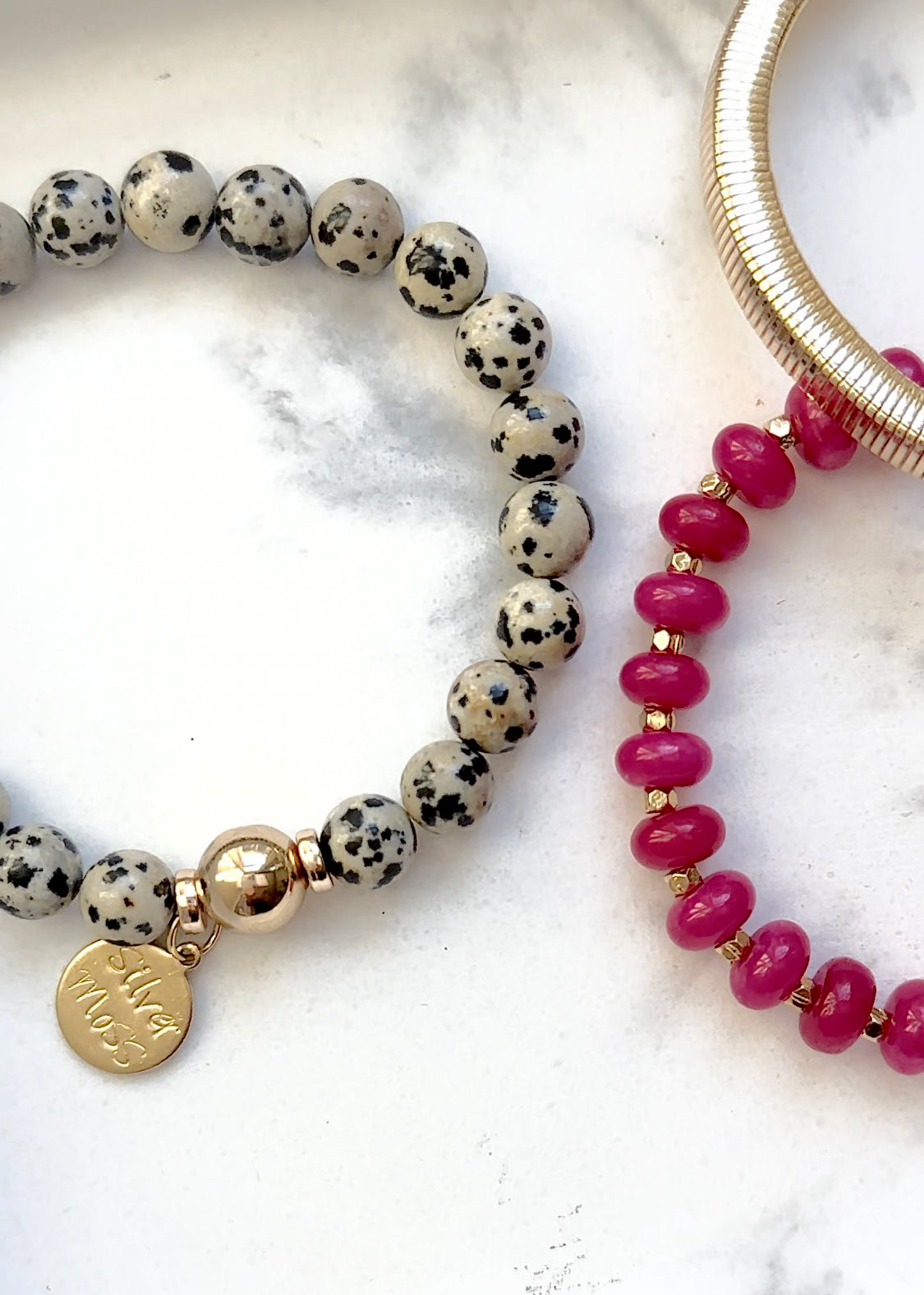 Dalmatian Jasper-Moon Bracelet•Aria Collection